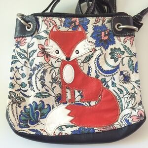 Floral Fox Design Cross Body Bag